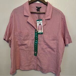 Buffalo David Bitton Rose Button-Up Shirt- Linen Size XL NWT